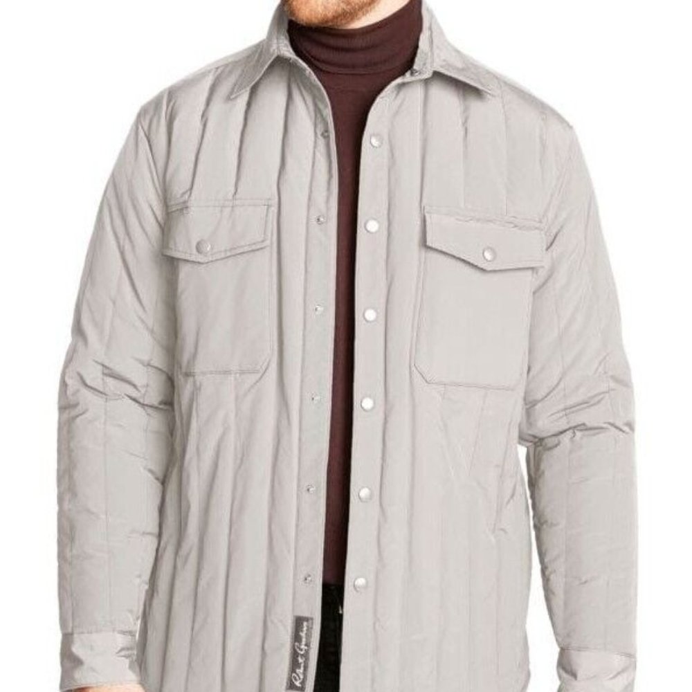 ROBERT GRAHAM Quilted Padded Shacket Jacket - Men's Size S - Stone - NWT $348.00